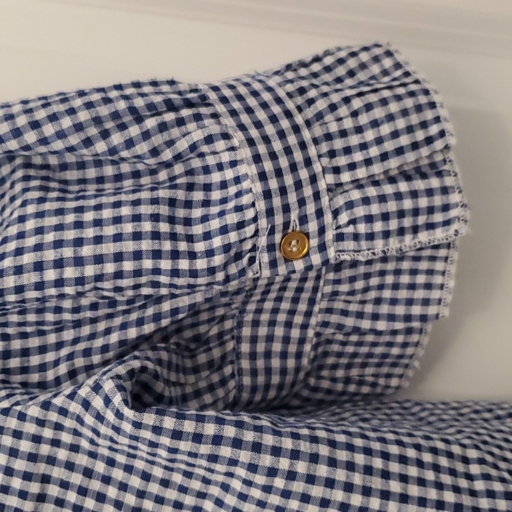 Duffield Lane Button Down Blouse, Gingham, Blue & White Size M - Picture 9 of 12